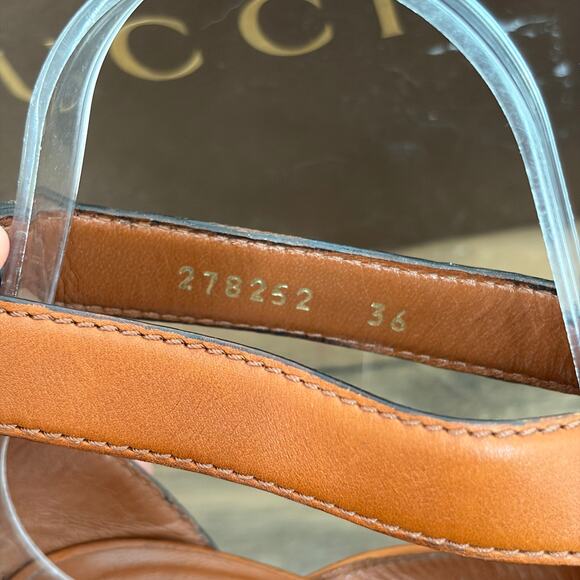 GUCCI Interlocking GG w/ COA 36 6 Leather Brown Heels Sandals Authenticated Box - Picture 8 of 13